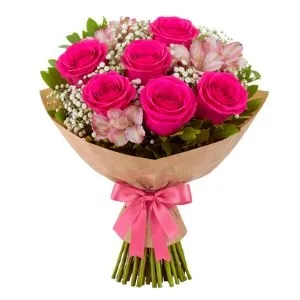 Buquê de 6 Rosas Pink