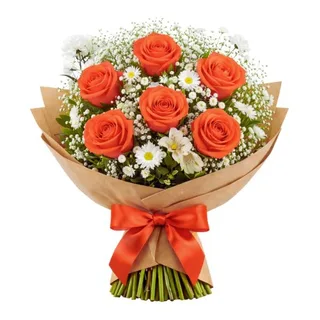 Buquê de 6 Rosas Salmão