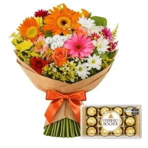 Buquê de Flores do Campo com Ferrero Rocher
