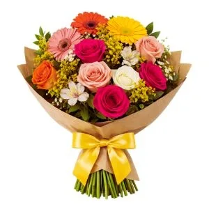 Buquê de Gérberas e Rosas Coloridas