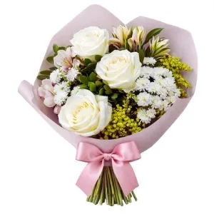 Ramalhete de 3 Rosas Brancas