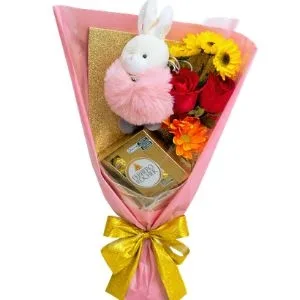 Ramalhete de Rosas com Pelúcia e Ferrero Rocher