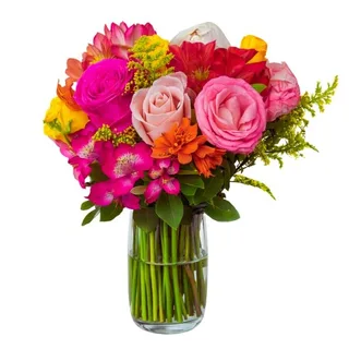 Rosas e Astromélias no Vaso de Vidro