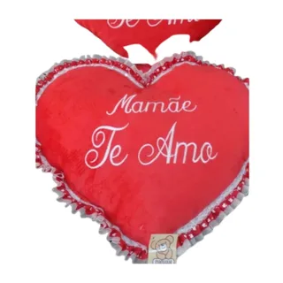 Almofada coração Bordado Mãe