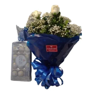 Bouquet White With Blue