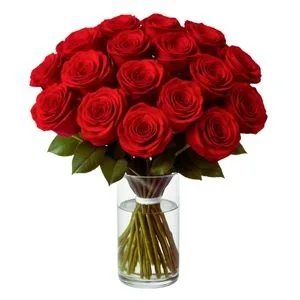 Arranjo de 20 Rosas Vermelhas no Vaso de Vidro