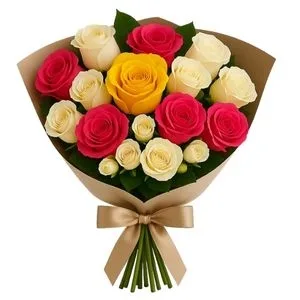Buquê de 10 Rosas e Mini Rosas Coloridas