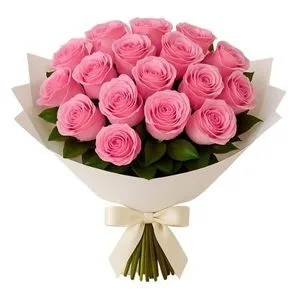 Buquê de 17 Rosas Rosadas