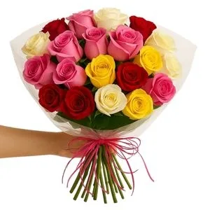 Buquê de 25 Rosas Coloridas