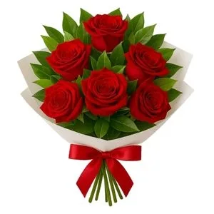 Buquê de 6 Rosas Vermelhas