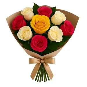 Buquê de 9 Rosas Coloridas