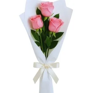 Ramalhete de 3 Rosas Rosadas