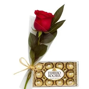 Rosa Solitária com Ferrero Rocher