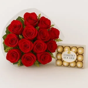 12 Rosas Vermelhas e Ferrero Rocher T12
