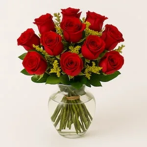 12 Rosas Vermelhas no Vaso