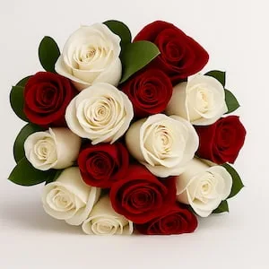 15 Rosas Vermelhas e Brancas