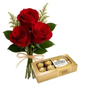 3 Rosas Vermelhas e Ferrero Rocher T8