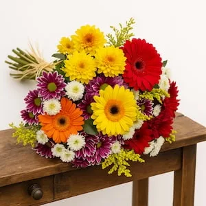 Buquê Colorido com Gérberas e Flores do Campo
