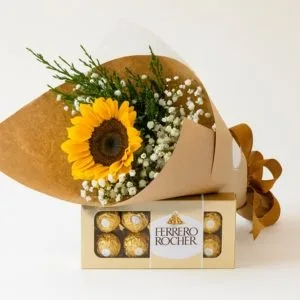 Buquê de Girassol com Ferrero Rocher