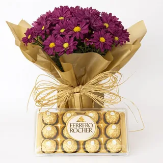 Margaridas Roxas com Caixa de Ferrero Rocher