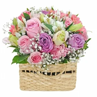 Arranjo De Flores Coloridas Na Bolsa