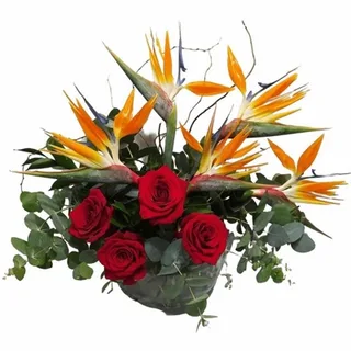 Arranjo Tropical Com Rosas Colombianas