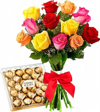 Buquê Arco Íris + Ferrero