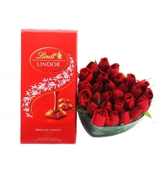 Coração De Rosas Vermelhas + Chocolate