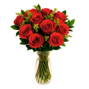 12 Rosas Vermelhas em Vaso