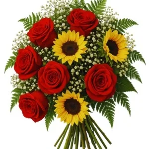 Buquê de Girassol com Rosas