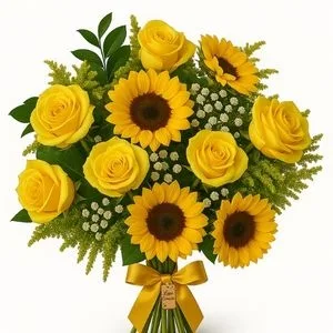 Buquê Girassóis com Rosas Amarelas