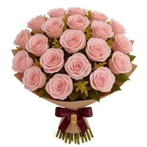 Buquê Rústico de 20 Rosas Rosadas