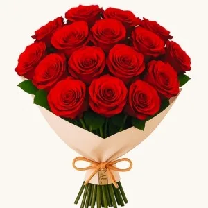 Buquê Rústico de 20 Rosas Vermelhas