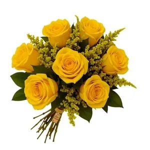 Buquê Rústico de 8 Rosas Amarela