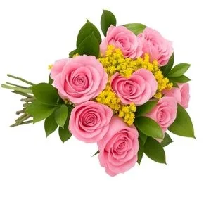 Buquê Rústico de 8 Rosas Rosadas