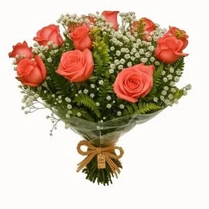 Buquê Tradicional 12 Rosas Coral