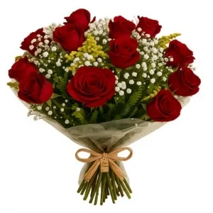 Buquê Tradicional 12 Rosas vermelhas