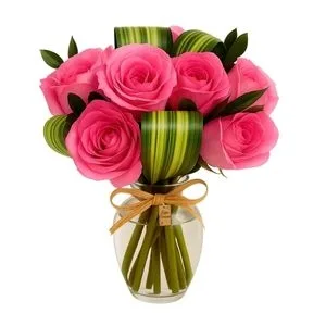 Catavento Rosas Rosadas no Vaso