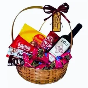 Cesta Vinho com Chocolate