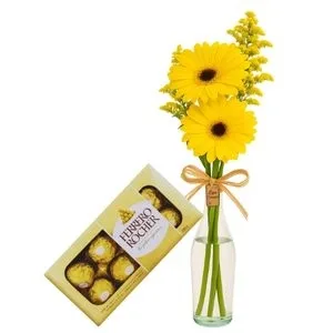 Mimo de Gérberas Amarela com Chocolate