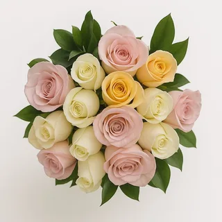 15 Rosas Sortidas (Champanhe, Brancas e Rosadas)