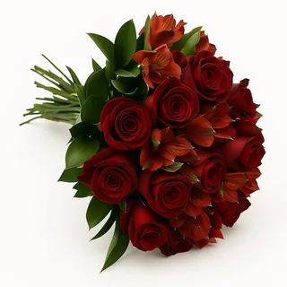 15 Rosas Vermelhas com Astromélias