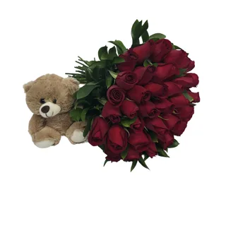 36 Rosas Vermelhas com Pelúcia