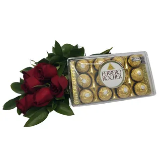 6 Rosas Vermelhas com Ferrero Rocher