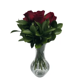 Arranjo com 7 Rosas Vermelhas no Vaso de Vidro