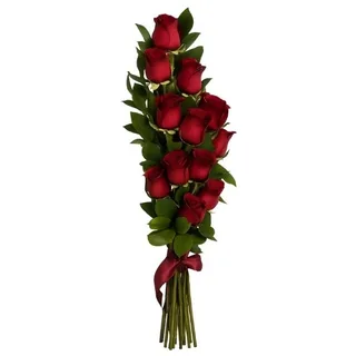 Buquê Vertical com 12 Rosas Vermelhas