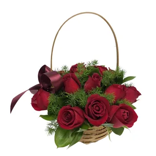 Cesta com 15 Rosas Vermelhas
