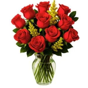 Arranjo de 12 Rosas Vermelhas no Vaso