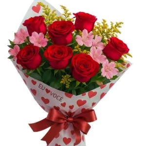 Buquê com 9 Rosas Vermelhas