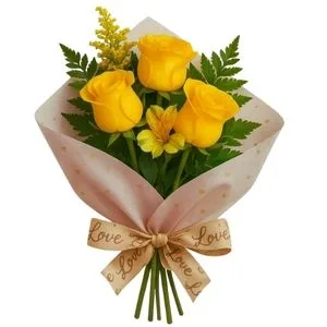 Buquê de 3 Rosas Amarela